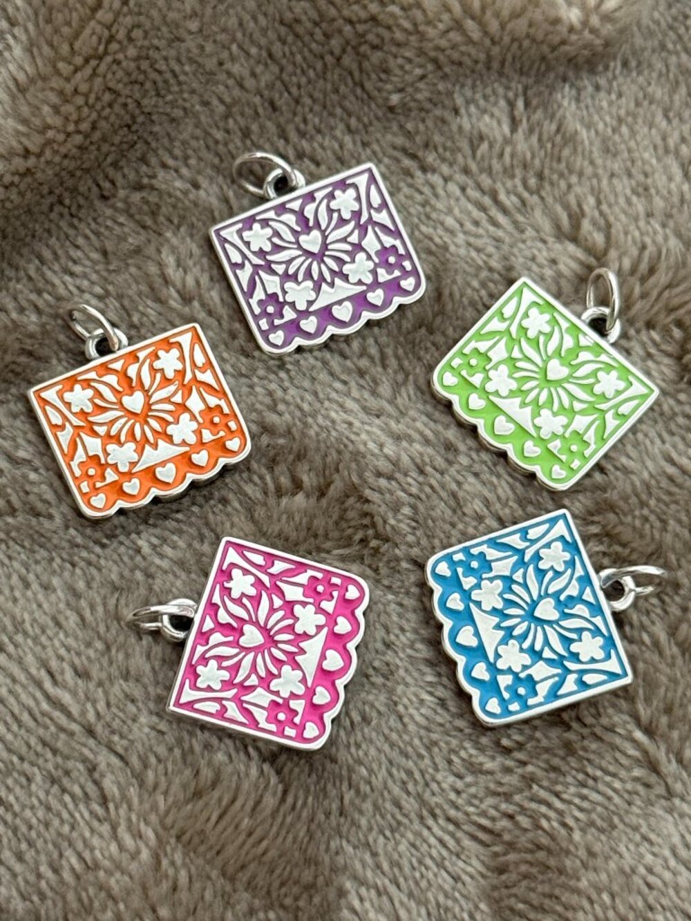 Enamel Papel Picado Charm Sterling Silver Dangle